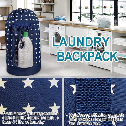 Dalykate Backpack Laundry Bag, Laundry Backpack with Shoulder Straps and Mesh Pocket Durable Nylon Backpack Clothes Hamper Bag with Drawstring Closure for College, Travel, Laundromat, Apartment