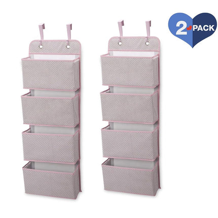 Delta Children 2 Piece 4 Pocket Over The Door Hanging Organizer, Pink