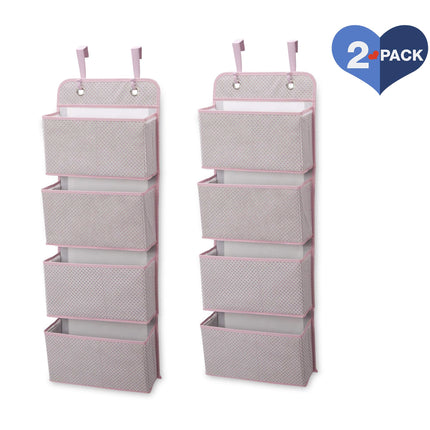 Delta Children 2 Piece 4 Pocket Over The Door Hanging Organizer, Pink