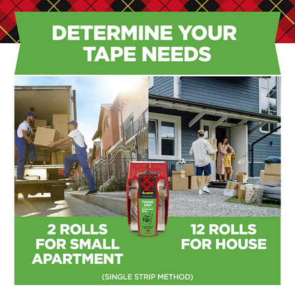 Scotch Tough Grip Moving Packaging Tape with Dispenser, 6 ct. 1.88 in x 22.2 y (150-6)
