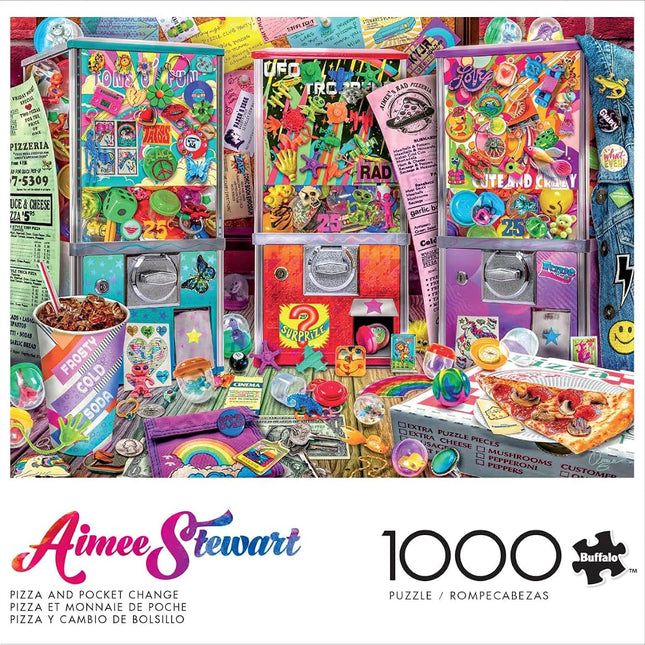 Buffalo Games - Aimee Stewart - Pizza and Pocket Change - 1000 Piece Adult Challenging Jigsaw Puzzle Perfect for Game Nights - Finished Puzzle Size 26.75 x 19.75