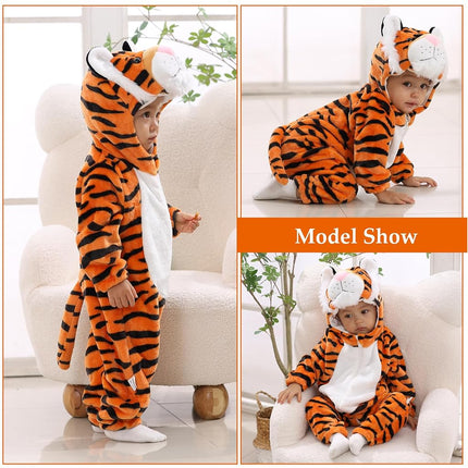 TONWHAR Kids' And Toddlers' Costumes Outfit Animal Onesie Cosplay Costume Baby Romper Jumpsuit (Orange Tiger, 18-24 Months/Height:80-90cm)