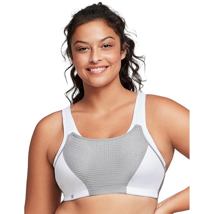 Glamorise Custom Control Sports Wirefree Bra 1166 (Women's & Women's Plus) White/Gray