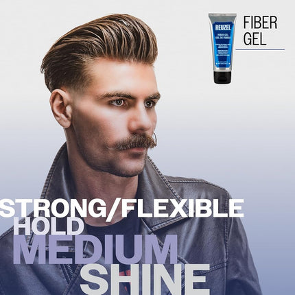 Reuzel Fiber Gel for Men - Alcohol Free Formula - Subtle, Sugary Rum Fragrance - Non Sticky and Flake Free - Adds Fullness and Structure to the Hair - Firm Holding Power - Easy to Wash Away - 100 ml