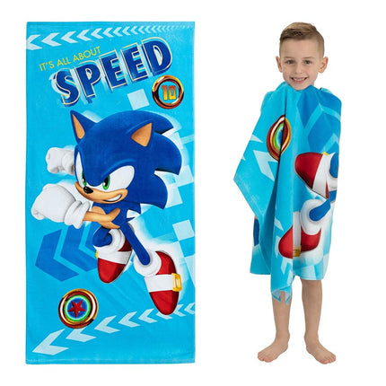 Franco Kids Super Soft Cotton Beach Towel, 28 in x 58 in, Sonic The Hedgehog