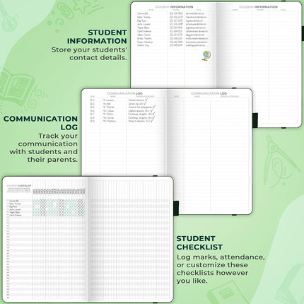 Clever Fox Teacher Planner – School Year Planner with Calendars & Lesson Plans – Teacher Plan Book for Classroom & Homeschool Organization - Undated, A5 Size, Hardcover (Dark Green), CFTP