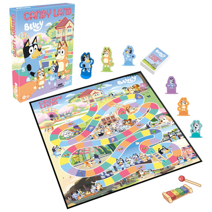 Hasbro Gaming Candy Land Edición Bluey Juego de Mesa | Edades 3 en adelante | 2-6 Jugadores | Juega como Papá, Mamá, Bluey, Bingo, Muffin o Socks | Juegos Preescolares | Regalos para Niños (Exclusiva de Amazon)
