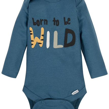 Paquete de 6 bodys de manga larga unisex para bebé de la marca Onesies, azul tigre, 12 meses
