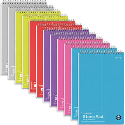 Enday Steno Pads Spiral 6x9 12 Pack, Gregg Rule Wh