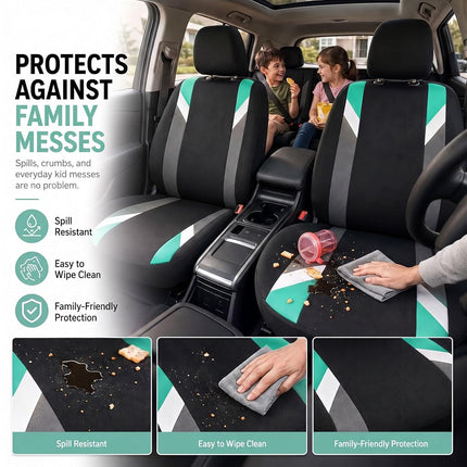 FH GROUP FB033MINT102 Modernistic Mint Bucket Seat Cover, Set of 2