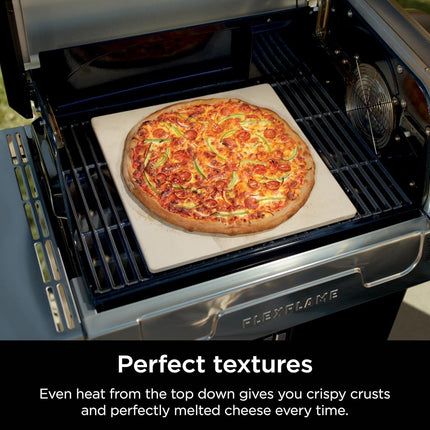 Mejoras del horno para pizza Ninja FlexFlame Piedra para pizza artesanal de 16'', piedra de cordierita duradera, pizzas en 5 minutos, pizza artesanal casera, pan, calzones y más, resistente al calor hasta 315 °C, superficie extragrande, XSKPGPIZASTN
