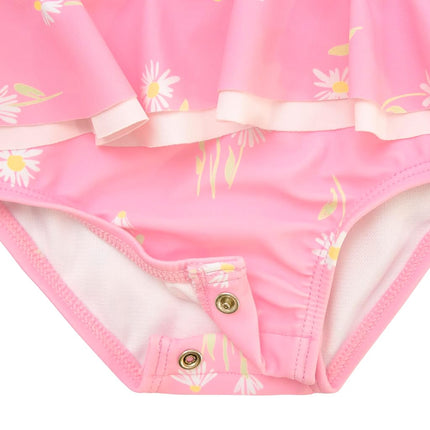 Gerber Girls' One-Piece Swimsuit, Pink Daises, 12 Months