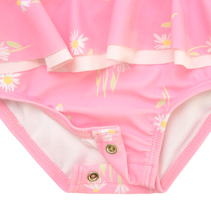 Traje de baño de una pieza para bebé niña Gerber, margaritas rosadas, 0-3 meses