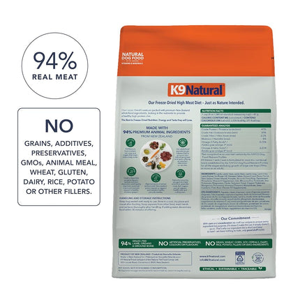 K9 Natural Lamb Freeze-Dried Dog Food, Grain-Free, 500g