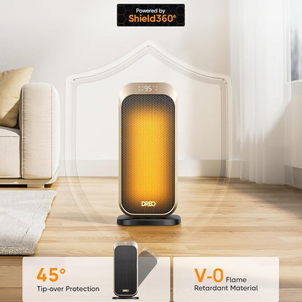 DREO Space Heater for Indoor Use, 1500W Ceramic Heater with Remoteand Thermostat, Portable Heaters with 70° Oscillation, ECO Mode, Child Lock, 34dB Ultra Quiet Heaters for Bedroom Office Home