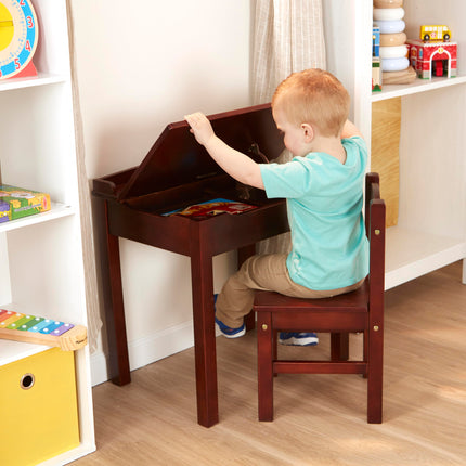 Mesa y silla elevables Melissa & Doug para niños (muebles infantiles, expreso, marrón, 2 piezas, 40,9 cm de alto x 60 cm de ancho x 58,9 cm de largo, gran regalo para niñas y niños, ideal para niños de 3, 4, 5, 6, 7 y 8 años)