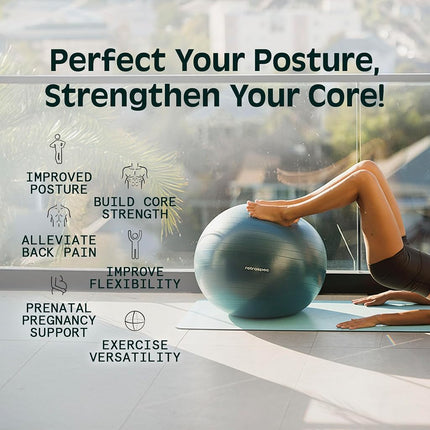 Ballon d'exercice Retrospec Luna avec base et pompe/Ballon et pompe avec matériau anti-éclatement - Ballon suisse de fitness et de gym - Parfait pour l'équilibre, la stabilité, le yoga, le Pilates, la grossesse et l'accouchement - 55 cm - Rose