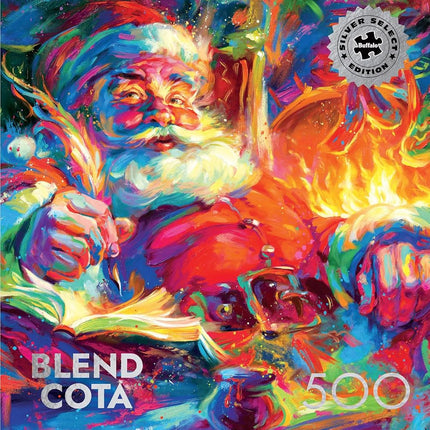 Buffalo Games – Blend COTA - Santa Checks Twice - 500 Piece Silver Select Jigsaw Puzzle Colorful Puzzles for Adults – Precision-Cut Pieces, Beautiful Artwork for Relaxing Fun
