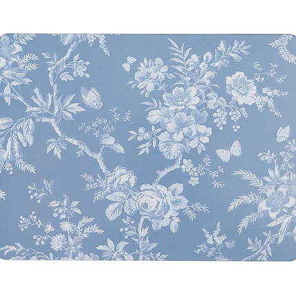 Laura Ashley Cork Placemats 16 x 12-inch for Kitchen and Dining Tables, Heat Resistant, Durable, Easy Clean, Set of 4, Walled Garden