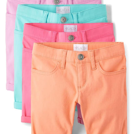 The Children's Place Girls' Solid and Printed Skimmer Shorts, Solid Multicolor 4-Pack, 4