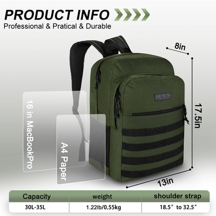 Sac à dos Wrangler Tradesman, sac à dos décontracté résistant à l'eau pour les voyages, le travail, l'école, vert, taille L
