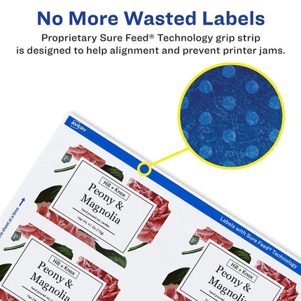 Avery Matte White Scalloped Rectangle Labels with Sure Feed, 2" x 3", 800 Matte White Printable Labels