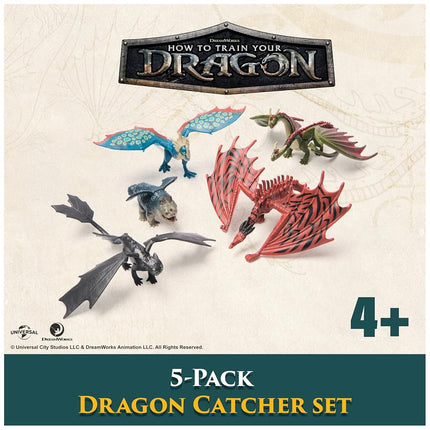 Dreamworks Dragons How to Train Your Dragon, 5-Pack Dragon Catcher Set with Hiccup’s Mangler Net Launcher, Kids Toys for Boys & Girls Ages 4 and up