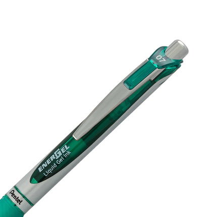 Bolígrafo de gel líquido retráctil Pentel EnerGel Deluxe RTX, 0,7 mm, punta metálica, tinta verde, (BL77BP2D)