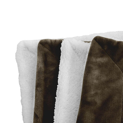 Elegant Comfort Luxury Ultra-Plush Velvet Touch Fleece Throw Soft, Warm, Cozy| Micromink Sherpa-Backing Reversible Blanket for Bed, Sofa and Couch, Solid Brown
