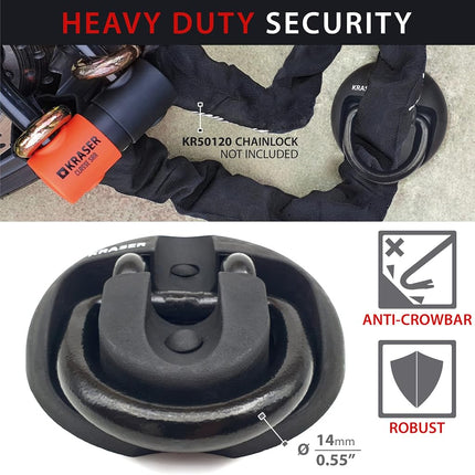KRASER KR804 Security Anchor, Ground & Wall Anti-Theft Motorcycle Fixation Solid Lock, Swing Shackle, Hardened Steel, Bike Security Anti Theft Anchor Garage Concrete, Bicycle Chained Parking