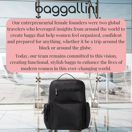 Baggallini Women's Tribeca Expandable Laptop Backpack, Black Twill