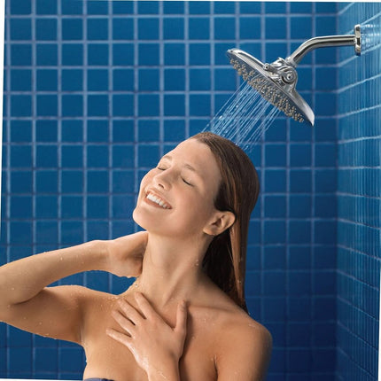 Moen Velocity Chrome Two-Function Rain Shower 8-Inch Showerhead with Immersion Technology for a High-Pressure Rinse, Round Rainfall Shower Head, Pressure Boosting Shower Head, S6320