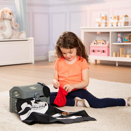 Melissa & Doug Wooden Pirate Chest (Pretend Play Treasure Chest Set, Pirate Dress-Up Accessories)