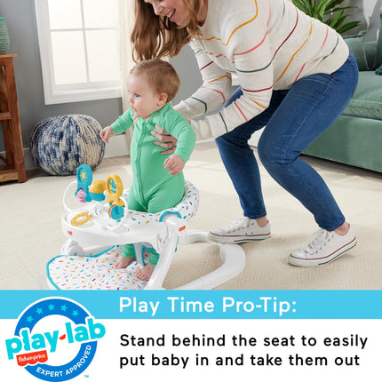 Silla portátil de lujo para bebé Fisher-Price Sit-Me-Up con bandeja para aperitivos y barra de juguetes, Rainbow Sprinkles (exclusivo de Amazon)