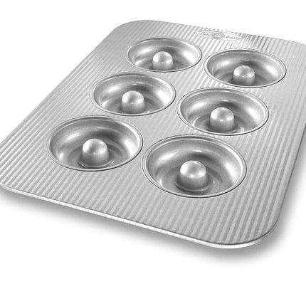 USA Pan Bakeware Aluminized Steel Donut Pan, 6-Wel