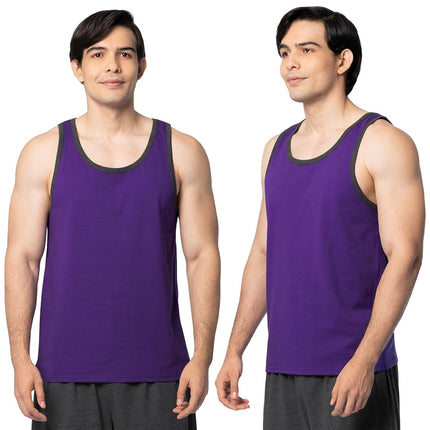 Fruit of the Loom Camisetas sin mangas de algodón EverSoft para hombre, con control de humedad y olor, tipo camiseta sin mangas, paquete de 2, morado, S