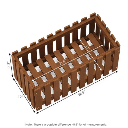 Furinno Hardwood Slat Style Flower Planter Box in Teak Oil, Wood, Natural, 63 (W) x 30.2 (H) x 30.5 (D) cm