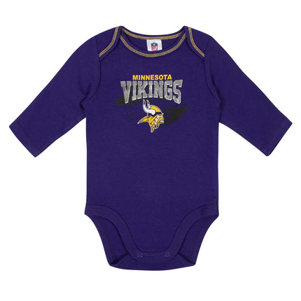 Gerber NFL Unisex Baby Standard 2 Pack Long Sleeve Onesie Bodysuit, Team Color, 6-12 Months