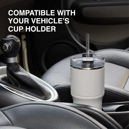 LocknLock Metro Tumbler Stainless Steel Double Wall Insulated with Non-Slip Grip, Lid, 22 oz, Off-White