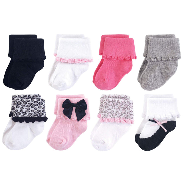 Luvable Friends Baby Basic Socks, Dressy Pink and 