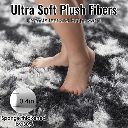 PAGISOFE Black White Grey Bedroom Rug 4x6 Ft, Soft Fluffy Fuzzy Plush Indoor Floor Area Rug for Living Room Kids Room Playroom Dorm Home Office Nursery Men Boys Room Decor Carpet Aesthetic
