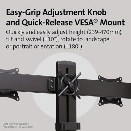 Kensington Smartfit Space Saving Dual Monitor Arm, Up To Two 27" Monitors