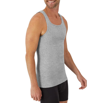 Hanes Men's Vests Moisture Wicking Ribbed Lightweight Cotton Tank Undershirts Multipack Underwear, Assorted 6-Pack, S (Pack of 6)