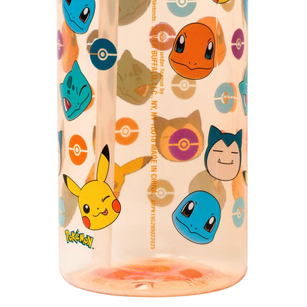 Silver Buffalo Pokemon Heads and Pokeball Outlines 20oz Plastic Water Bottle