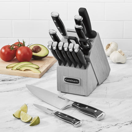 Cuisinart C77BTR-15P Clásico Forjado Triple Remache, Juego de 15 Piezas, Negro/Gris