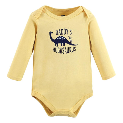 Hudson Baby Paquete de 3 pañaleros de algodón de manga larga para bebés varones, Hugasaurus, de 6 a 9 meses