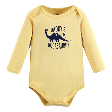 Hudson Baby Baby Boys Cotton Long-sleeve Bodysuits 3-pack, Hugasaurus, 3-6 Months