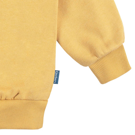Gerber Baby Girls' Toddler 2-piece Fleece Sweatshirt and Jogger Set, Yellow Solid, 12 Months