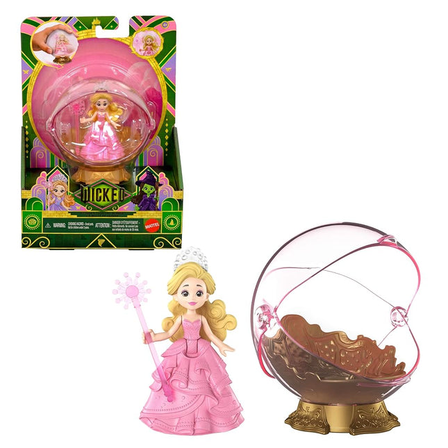 Mattel Universal Pictures’ Wicked Glinda’s Floating Bubble Toyset with Vehicle & Glinda Small Doll in Signature Look, Inspired by the Movie