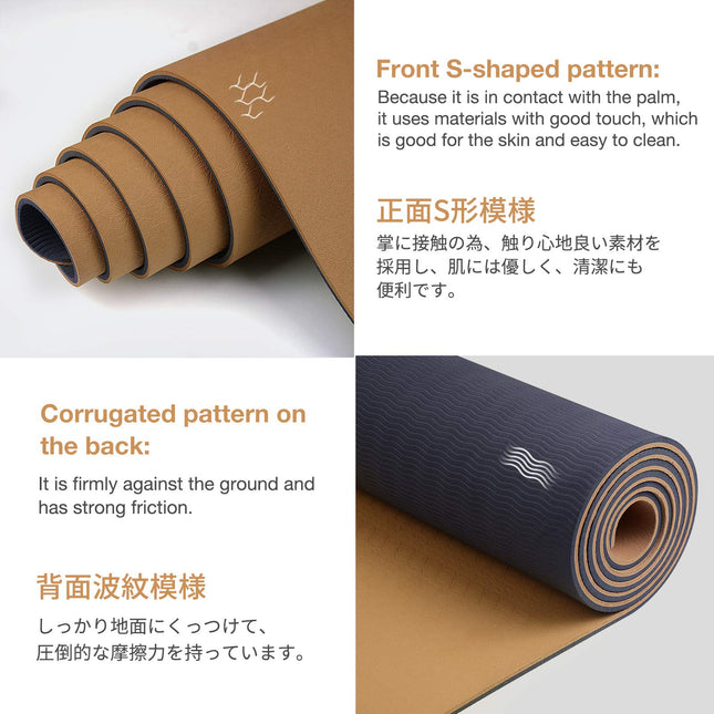 Esterilla de yoga TPE Gruper, esterilla de yoga profesional ecológica antideslizante con correa de transporte, esterilla de entrenamiento para yoga, Pilates y ejercicios de suelo de 183 x 61 x 0,6 cm
